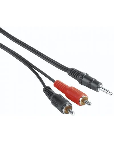 Аудио кабел Hama - 205106, жак 3.5 mm/2x RCA, 2 m, черен/червен - 1